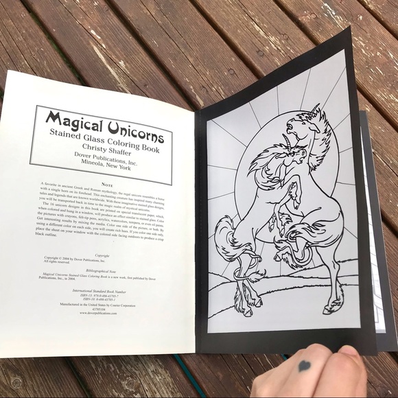 Magical Unicorn stained glass colouring book frosted paper - Picture 2 of 5